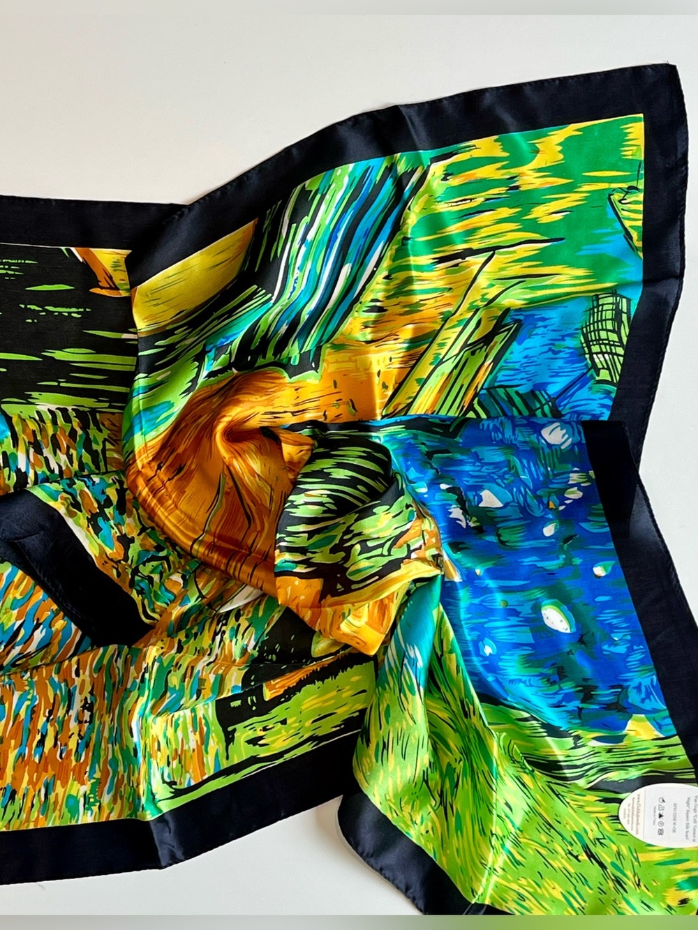 Dahlia 100% Silk Van Gogh Café Terrace at Night Square Scarf Shawl